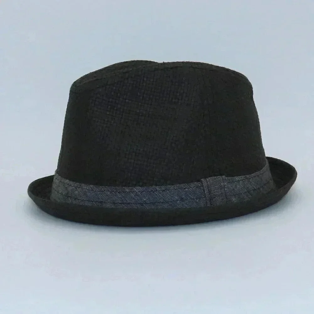 Levi's Men's Twill Band Fedora Hat Gray Woven Straw Paper S/M